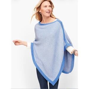Talbots Blue Links Poncho Sweater Cozy Preppy NWT Size M/L